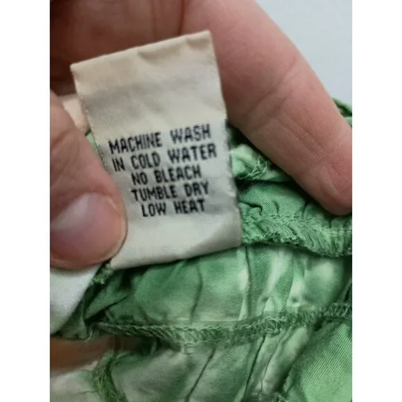 XCVI Wearable Womens Mini Skirt Large Green White Ombre Ruched Hippie Casual - Picture 6 of 7